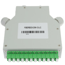 OEM FIBERBOX-DIN-12-LC Caja de fibra  - 12 puertos LC/APC Duplex - Tipo pulido APC, color verde - Bandeja de empalme (sin pigtai