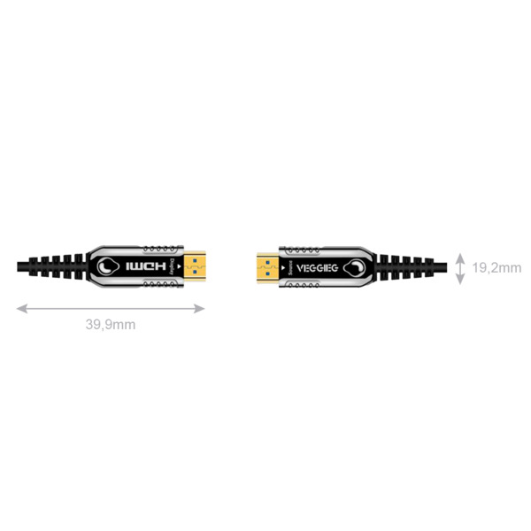 OEM HDMI-OPTICAL-40M Cable HDMI de fibra óptica - Conectores HDMI tipo A macho - Soporte 4K@60 Hz - 40m - Color negro - Conector (1)
