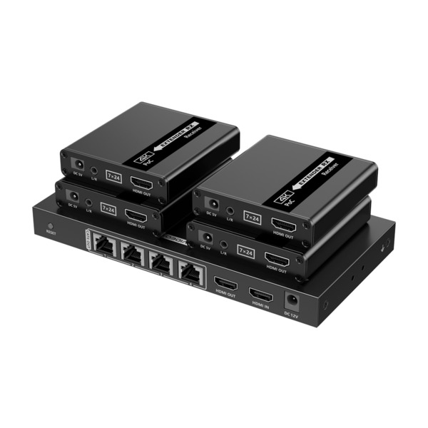 OEM HDMI-SPL-1x4-4K30-CAT6 Splitter-Extensor HDMI1x4 - 1 transmisor / 4 receptores - Resolución hasta 4K@30Hz - Alcance hasta 70