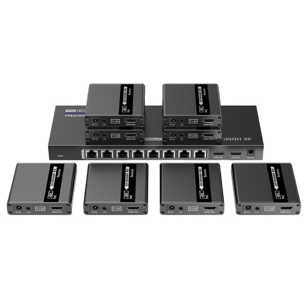 OEM HDMI-SPL-1x8-4K30-CAT6 Splitter-Extensor HDMI1x8 - 1 transmisor / 8 receptores - Resolución hasta 4K@30Hz - Alcance hasta 70