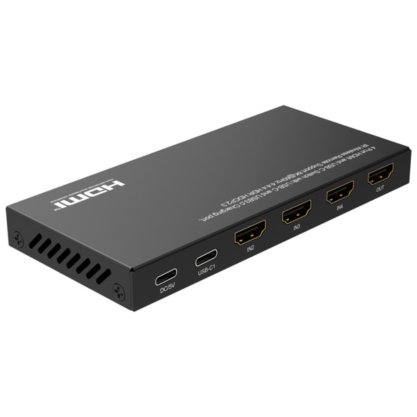OEM HDMI-SW-4x1-8K60 HDMI Switch - 3 Entradas HDMI - 1 entrada USB-C - 1 Salida HDMI  - Resolución 8K@60Hz - Control con mando a (3)