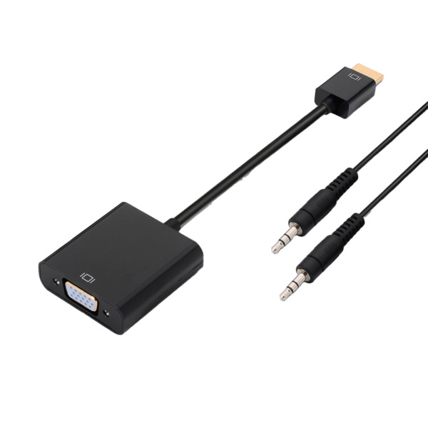 OEM HDMI-VGA0.1+A1.0/N Conversor HDMI - VGA + audio - Entrada HDMI macho - Incluye cable jack 3'5mm macho-macho de 1 metro