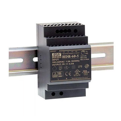 OEM HDR-60-12 Fuente de alimentación AC/DC (PSU) adaptada para carril DIN. Salida 54 W, 12 V, 4,5 A.