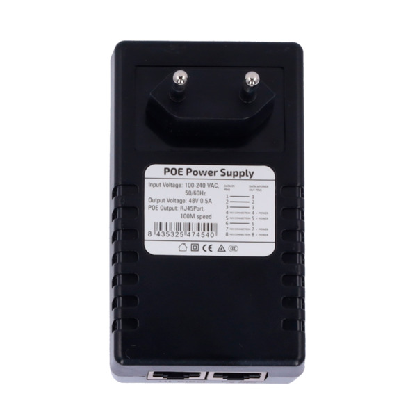 OEM INJ-POE-15W-P Inyector PoE pasivo de pared - Entrada/Salida RJ45 10/100 Mbps - Potencia 15 W - Distancia máxima 100 m - Velo (1)