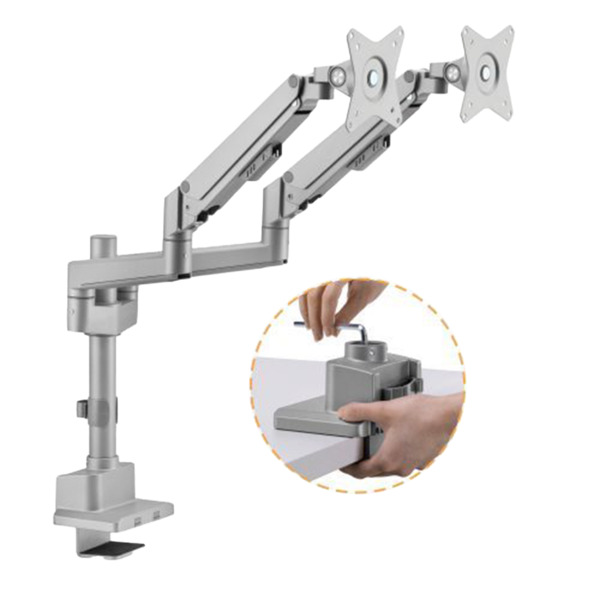 OEM LDT62-C024P-GREY Soporte para doble monitor - Instalación en mesa - Carga máxima 9 Kg/brazo - Inclinación -45º +45º - VESA 7 (7)