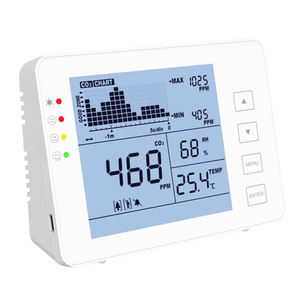 OEM MT-CO2-1200P Medidor de CO2, temperatura y humedad - Con alarma visual y audible programable por el usuario - Registro de va (5)