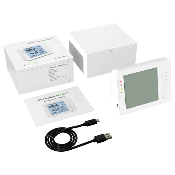 OEM MT-CO2-1200P Medidor de CO2, temperatura y humedad - Con alarma visual y audible programable por el usuario - Registro de va (1)