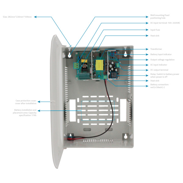 OEM PD-60-UPS-P Caja de distribución de alimentación  - 1 entrada AC 100-240 V 50/60 Hz  - Tensión de salida DC 12V 5A - Caja de (7)