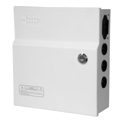 Comprar OEM PD120W-9-12V-UPS Caja de distribución de alimentación - 1 entrada AC 110 V ~ 220 V - 9 salidas por par de cobre - Protección por fusible PTC rearmable - Voltaje de salida 12 V / 120 W - Función UPS (SAI)