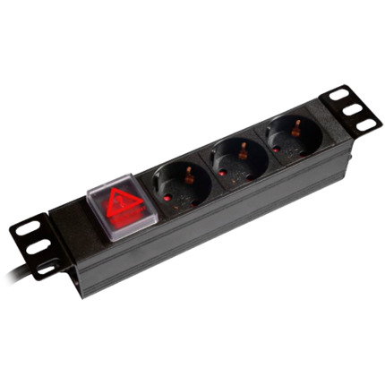 Comprar OEM PDU-3P1U-SW-10INCH Regleta - Diseñada para racks estandarizados de 10" - Formato enrackable 1U - 3 salidas hasta 250VAC / 16 A max. - Interruptor de encendido/apagado - Botón de reinicio para sobrecargas