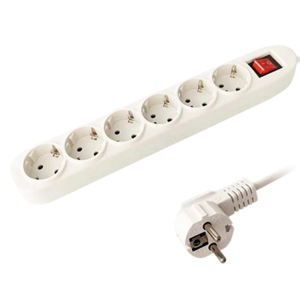Comprar OEM PDU-6P-SWITCH Regleta - 6 salidas hasta 250VAC / 16 A max. - Interruptor de encendido/apagado - Longitud del cable 1.5 metros - Color blanco