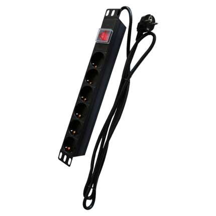 Comprar OEM PDU-6P1U-SWITCH Regleta - Formato enrackable 1U - 6 salidas hasta 250VAC / 16 A max. - Interruptor de encendido/apagado - Botón de reinicio para sobrecargas - Color negro