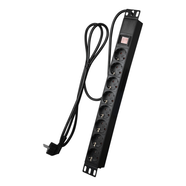 OEM PDU-8P1U-SWITCH Regleta - Formato enrackable 1U - 8 salidas hasta 250VAC / 16 A max. - Interruptor de encendido/apagado - Ca