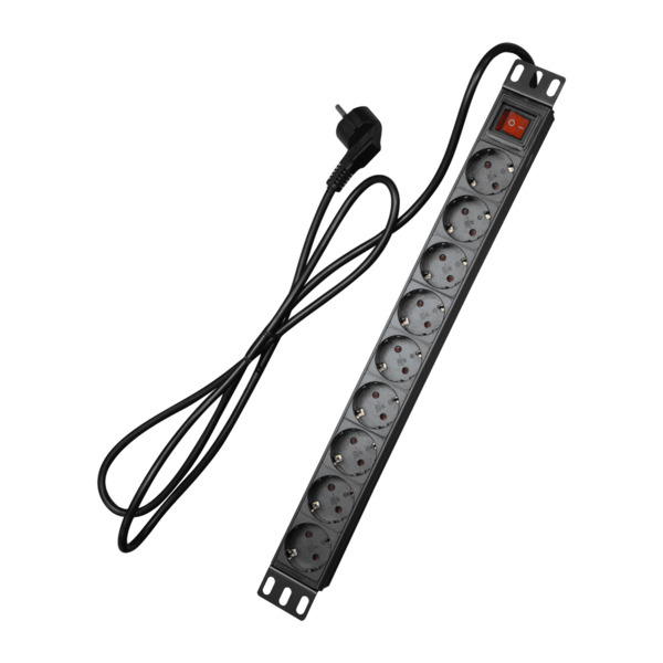 OEM PDU-9P1U-SWITCH Regleta - Formato enrackable 1U - 9 salidas hasta 250VAC / 16 A max. - Interruptor de encendido/apagado - Co