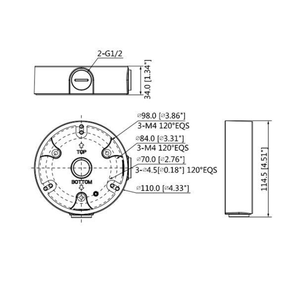 OEM PFA136-B Caja de conexiones - Para cámaras domo - Apto para uso exterior - Instalación en techo o pared - Pasador de cables (1)