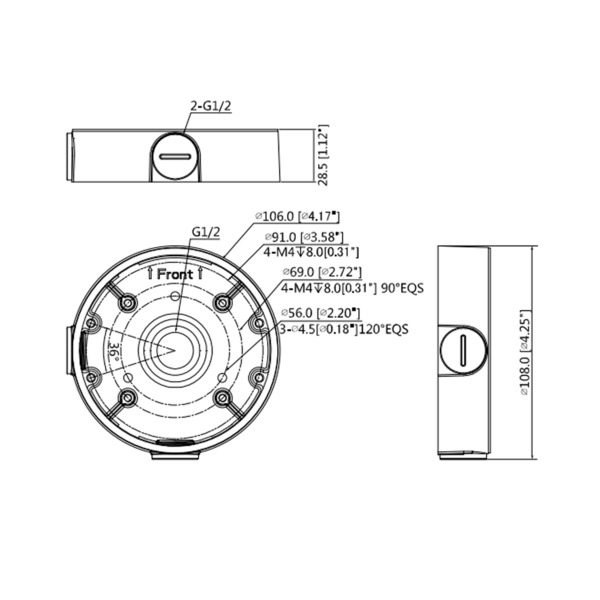 OEM PFA139-B Caja de conexiones - Para cámaras domo - Apto para uso en exterior - Instalación en techo o pared - Pasador de cabl (1)