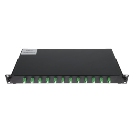 Comprar OEM PP-FIBER-12-LC Patch panel de fibra  - 12 puertos LC/APC Duplex - Bandeja de empalme (sin pigtail) - Formato enrackable - Tamaño 1U para facilitar la instalación