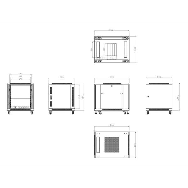 OEM RACK-12UN-8D Armario rack para suelo - Hasta 12U rack de 19&quot;(600*800) - Hasta 800 Kg de carga - Con ventilación y pasac (3)