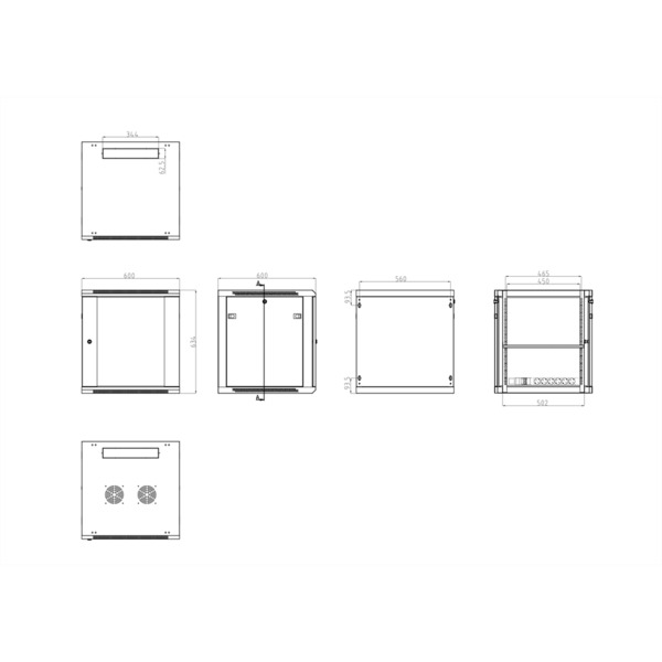 OEM RACK-12UN Armario rack para pared - Hasta 12U rack de 19"(600*600) - Hasta 60 Kg de carga - Con ventilación y pasacable (5)