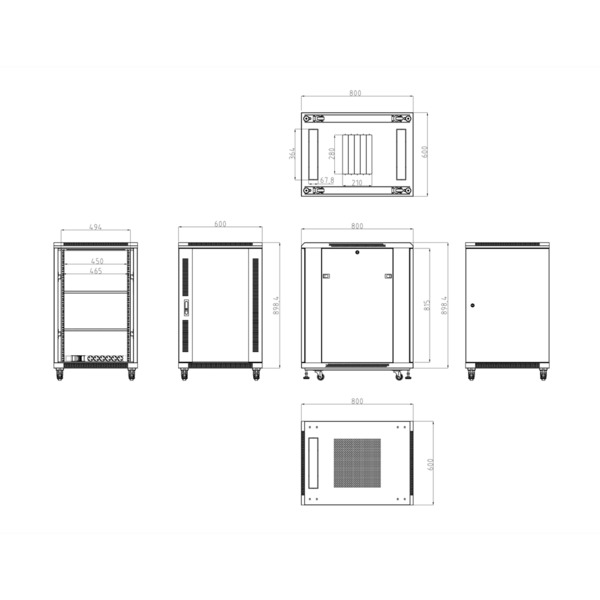 OEM RACK-18UFN-8D Armario rack para suelo - Hasta 18U rack de 19&quot;(600*800) - Hasta 800 Kg de carga - Con ventilación y pasa (5)