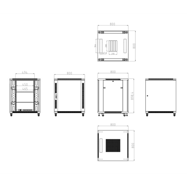 OEM RACK-18UFN-8D8W Armario rack para suelo - Hasta 18U rack de 19&quot;(800*800) - Hasta 800 Kg de carga - Con ventilación y pa (7)