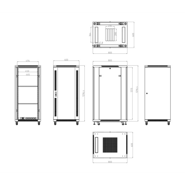 OEM RACK-27U-8D Armario rack para suelo - Hasta 27U rack de 19&quot;(600*800) - Hasta 800 Kg de carga - Con ventilación y pasaca (5)
