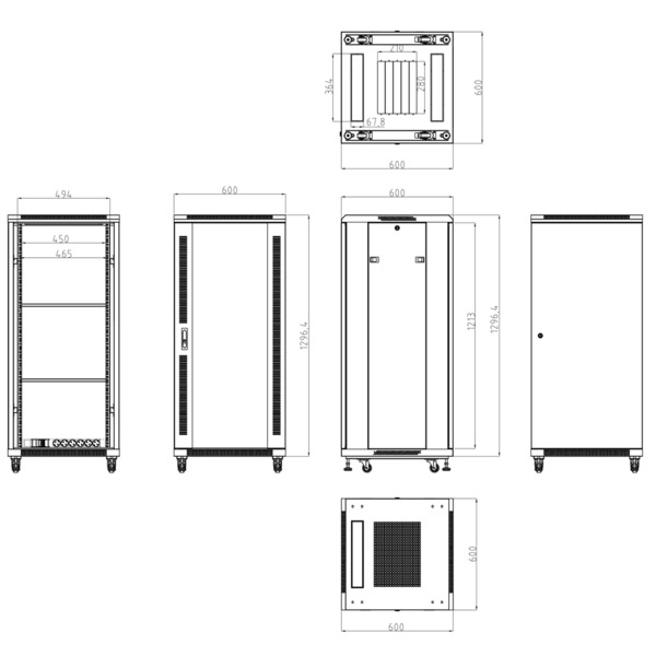 OEM RACK-27UFN Armario rack para suelo - Hasta 27U rack de 19"(600*600) - Hasta 800 Kg de carga - Con ventilación y pasacab (5)