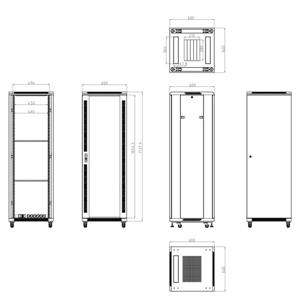 OEM RACK-37UFN Armario rack para suelo - Hasta 37U rack de 19"(600*600) - Hasta 800 Kg de carga - Con ventilación y pasacab (5)