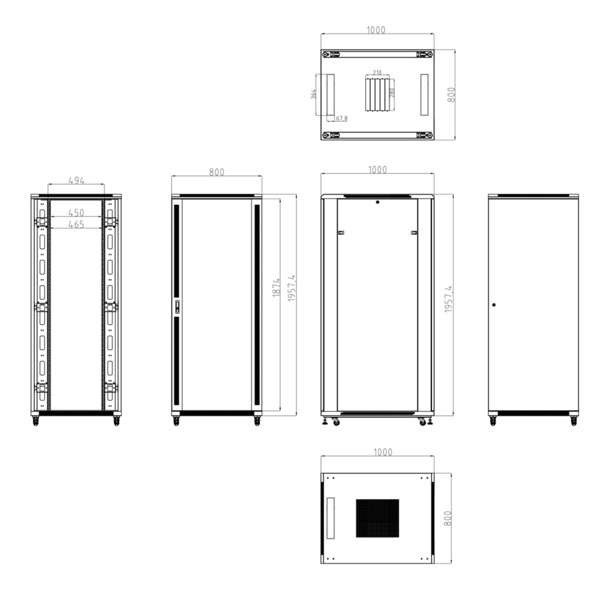 OEM RACK-42U-10D Armario rack para suelo - Hasta 42U rack de 19&quot;(800*1000) - Hasta 800 Kg de carga - Con ventilación y pasa (5)