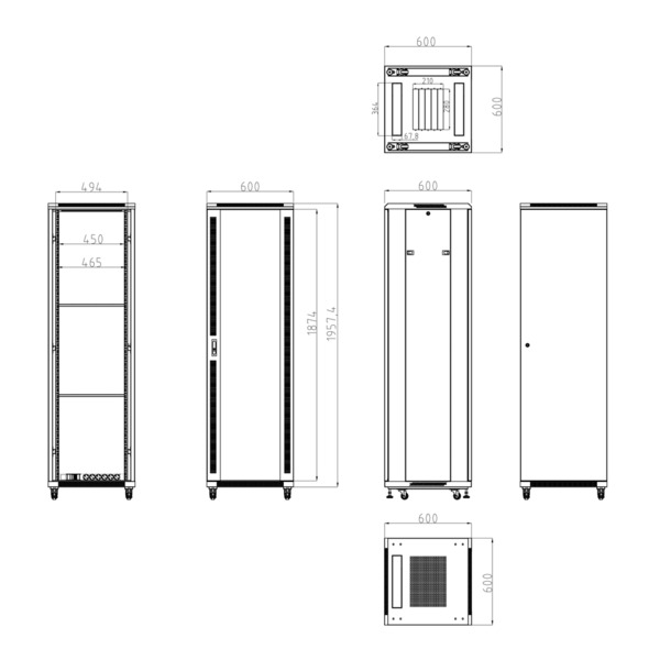 OEM RACK-42UFN Armario rack para suelo - Hasta 42U rack de 19&quot; (600*600) - Hasta 800 Kg de carga - Con ventilación y pasaca (5)
