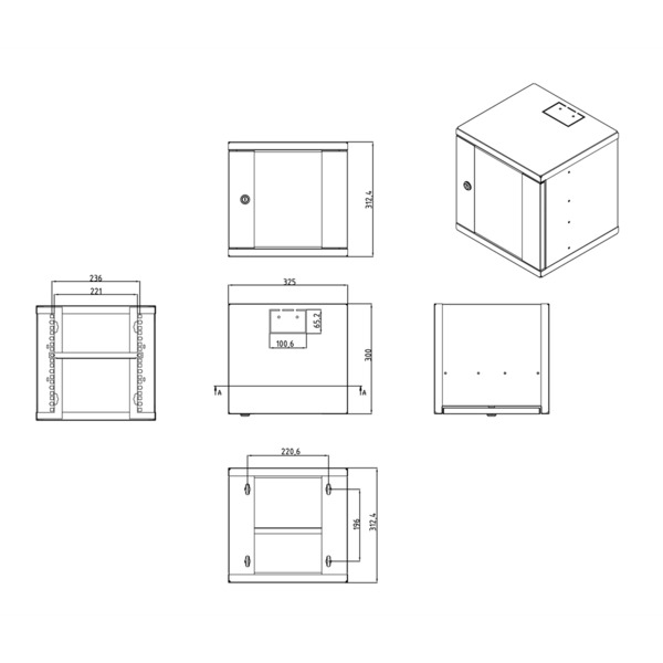 OEM RACK-6U-10INCH Armario rack para pared - Hasta 6U rack de 10&quot; - Hasta 15 Kg de carga - Con pasacables - Bandeja incluid (5)