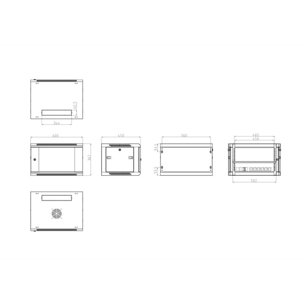OEM RACK-6UF Armario rack para pared - Hasta 6U rack de 19&quot; - Hasta 60 Kg de carga - Con ventilación y pasacables - Ventila (5)