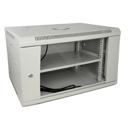 Comprar OEM RACK-6UG Armario rack para pared - Hasta 6U rack de 19" - Hasta 60 Kg de carga - Con ventilación y pasacables - Ventilador y bandeja incluidos - Regleta de 6 tomas incluida