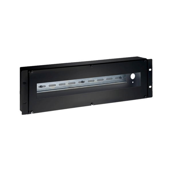 OEM RACK-DINRAIL-3U Panel Rack 19" - Carril din - Tamaño 3U - Entrada del cableado por su parte trasera - Color negro -