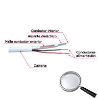 OEM RG59P-100B Cable Combinado - RG59 + alimentación - Rollo de 100 metros - Cubierta color blanco - Diámetro exterior 9.0 mm - (2)