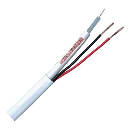 OEM RG59P-100B Cable Combinado - RG59 + alimentación - Rollo de 100 metros - Cubierta color blanco - Diámetro exterior 9.0 mm -