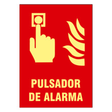 OEM SIGNS-32B-2129 Cartel de señalización - Equipos de protección contra incendios - Pulsador de alarma - Colores fotoluminiscen