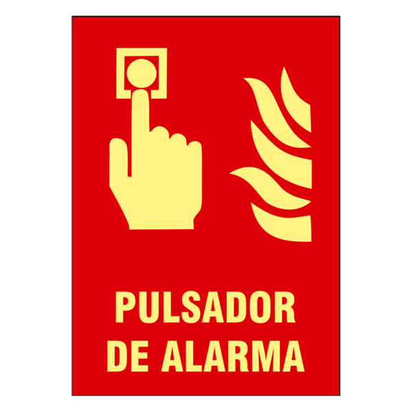 OEM SIGNS-32B-2129 Cartel de señalización - Equipos de protección contra incendios - Pulsador de alarma - Colores fotoluminiscen