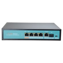 OEM SW0604-GF-60-HIPOE Switch PoE - 4 puertos PoE + 1 Uplink + 1 SFP GIGA - Velocidad de puertos 10/100/1000 Mbps - 65W puerto 1