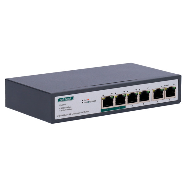 OEM SW0604POE-800M-60W Switch PoE - 4 puertos PoE+ FE + 2 FE Uplink - Velocidad 4 x10/100Mbps + 2 x10/100Mbps - 2 Puertos PoE pa (3)
