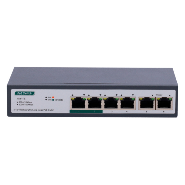 OEM SW0604POE-800M-60W Switch PoE - 4 puertos PoE+ FE + 2 FE Uplink - Velocidad 4 x10/100Mbps + 2 x10/100Mbps - 2 Puertos PoE pa (1)