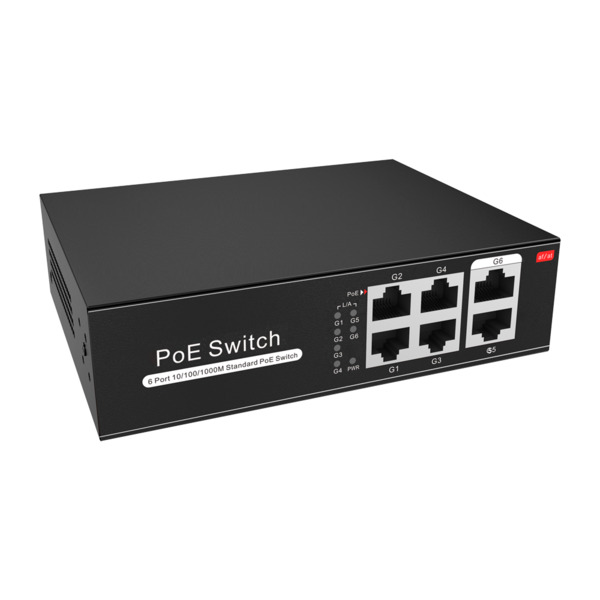 OEM SW0604POE-G-65-E Switch PoE - 4 puertos PoE + 2 Uplink RJ45 - Velocidad hasta 1000 Mbps en todos los puertos - Hasta 60W en (3)