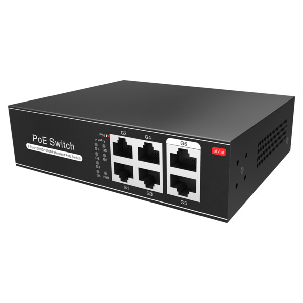 OEM SW0604POE-G-65-E Switch PoE - 4 puertos PoE + 2 Uplink RJ45 - Velocidad hasta 1000 Mbps en todos los puertos - Hasta 60W en (1)