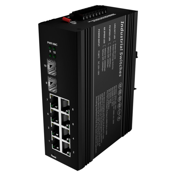OEM SW1008HIPOE-MGF-240-DIN Switch PoE Marca Blanca - Montaje en carril DIN - 8 Puertos Gigabit + 2 SFP Gigabit - 90W puertos 1