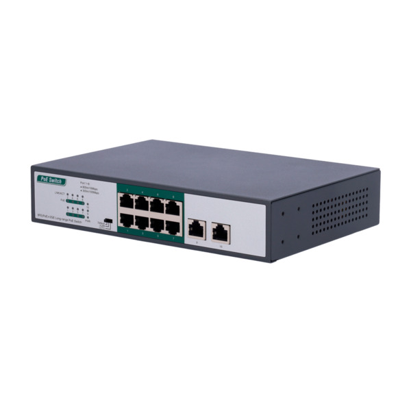 OEM SW1008POE-H-800M-120W Switch PoE - 8 puertos PoE FE + 2 GE - Velocidad 8 x10/100Mbps + 2 x10/100/1000Mbps - 8 puertos PoE+ p
