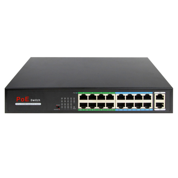 OEM SW1816POE-160-E Switch PoE - 16 puertos RJ45 + 2 RJ45 Uplink - 16x 10/100Mbps + 2x 10/100/1000Mbps - 16 Puertos PoE 802.3af/