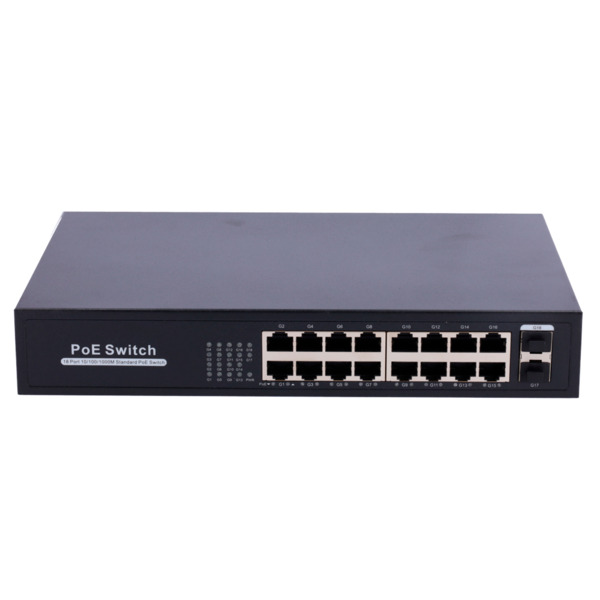 OEM SW1816POE-GF-250-E Switch PoE - 16 puertos RJ45 + 2 SFP Uplink - 16x 10/100/1000Mbps + 2x 10/100/1000Mbps - 16 Puertos PoE 8