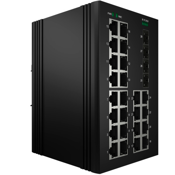 OEM SW2624HIPOE-MGF-360-DIN Switch PoE Marca Blanca - Montaje en carril DIN - 24 Puertos Gigabit + 4 SFP Gigabit - 90W puertos 1 (1)