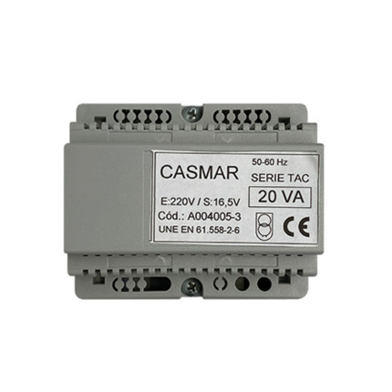 Comprar TRJ-20C Transformador 220/16V 20VA. Incluye caja para carril DIN