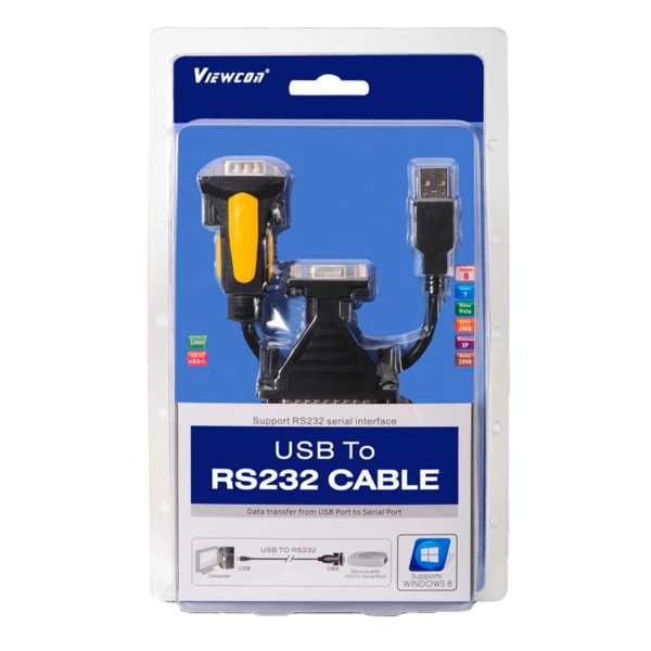 OEM USB-COM-RS232 Conversor USB - RS232 - Conexión serial - Longitud 1.8 m - Color negro - Compatibilidad Windows, Linux y MacOS (1)